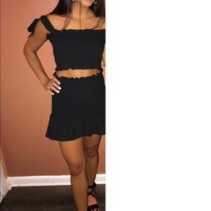 Black stretchy two piece with tie straps
